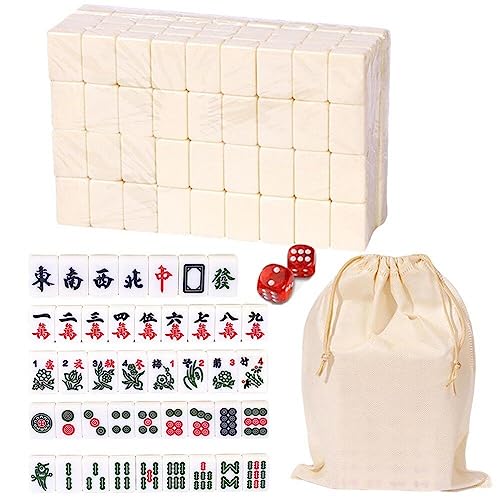 Mini-Mahjong-Set Großer Aufbewahrungstasche, Tragbar, Traditionelles Brettspiel, Mah-jongg-Set Für Reisen, Partys, Familienspiele