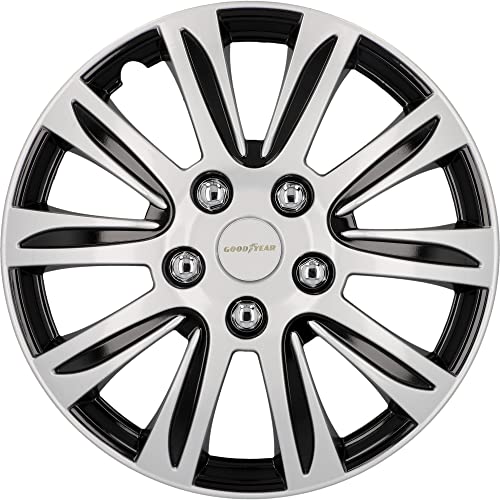 Goodyear Radkappen Laredo, 15 Zoll, aus Spezial-ABS-Qualitätskunststoff, schlagfest, zweischichtige Metallic-Lackierung, überlackierbar, schwarz-silber, 4 Stück