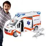 MWZBTG Spielzeugauto Krankenwagen Klein, 27 X 10 X 14 cm Rettungsfahrzeug Spielzeug, Krankenwagen Spielzeug, Rettungswagen Mit Licht Und Sound, Stadtrettungsfahrzeug Mit Trage Für Kleinkinder