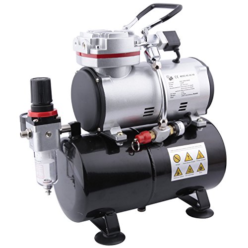 Fengda FD-189 Airbrush Mini Kompressor mit Lufttank/Mächtig Luftstrom und Luftdruck/Druckbehälter/ 4 Bar-Auto Stop/6 bar-maximal