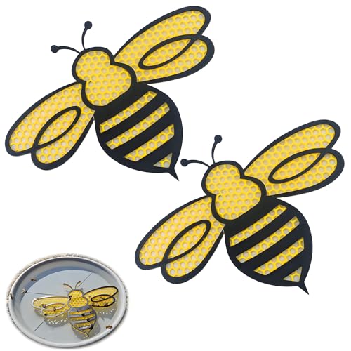 Bieneninsel,2 Stück Bienen Bewässerungsstation,Schwimmende Bestäuberinsel,Schwimmende Insel in Bienenform,Insektentränke Garten,Bienentränke für Den Garten,Biene Wasserschalen für Gartendekoration
