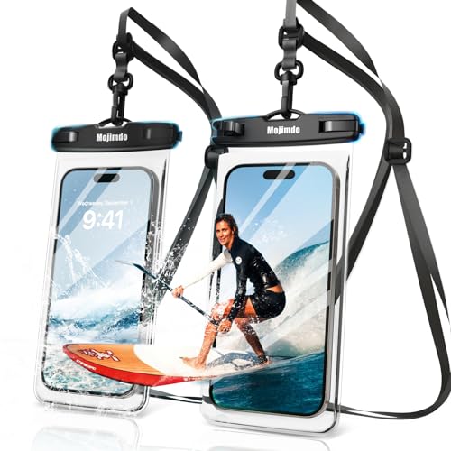 Mojimdo 8,0" Große wasserdichte Handyhülle - IPX8 Unterwasser Handytasche | Urlaub Must Haves | Wasserfeste Hülle für Tauchen Schwimmen für iPhone 15 14 13 12 Pro Max Samsung S23 S22-2er Pack