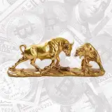 AETVRNI Wall Street Stock Market Stierkampfstatue, 11,4 cm hoch, goldenes Harz, abstrakte Tischdekoration für Finanzmakler, bronzefarben
