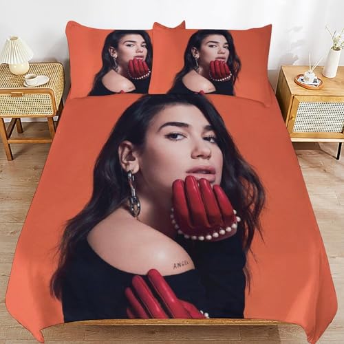 ZRCLXLVU Dua Lipa Bettwäsche-Set, weich, schlafsicher, mit Gewinde, maschinenfertig, für Schlafzimmer