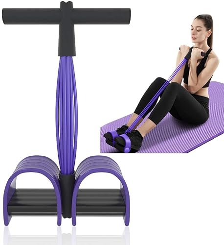 Bauchtrainer, Sit-Up Trainingsgeräte Bodybuilding Expander Ganzkörpertrainer für Zuhause 6 Tubes Elastische Zugseil Multifunktions-Leg-Exerciser für Fitness Abnehmen Training Yoga