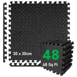 Eva-Schaumstoffmatten, Bodenmatten fürs Fitnessstudio, Bodenschutz,rutschfeste Garagenbodenfliesen 48 Matten (30x30cm) Schutzmatten Bodenschutzmatte Set Sportmatte Gymnastikmatte Puzzlematte