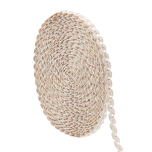 PandaHall 15M (16 Yards) 1/2" (14mm) Nylon-Kurvenmuster Gimp Braid Trim Für Kostüme DIY Crafts Nähen Schmuck Making Home Decoration, Creme-Weiß