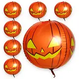 6 Stück Halloween Party Deko Luftballons, 4D Kürbis Folienballon, Halloween Dekoration Ballons Folienballon Helium Ballon, Halloween Orangen Ballons, Für Geburtstags Deko, Horror Party Supplies