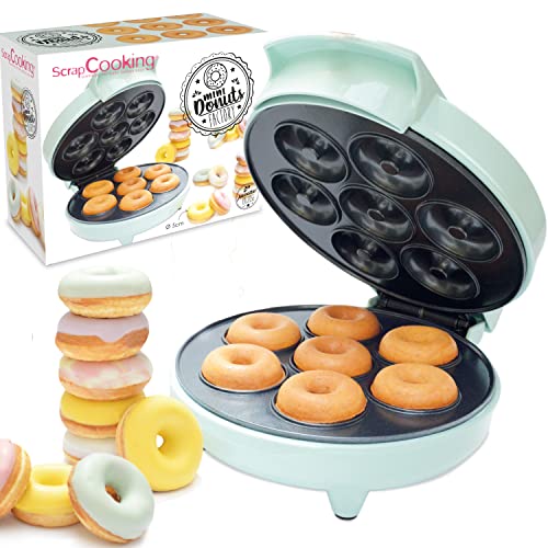 ScrapCooking - Mini Donuts Factory - Donut Maker - Donut Maschine - Mit Antihaft-Heizplatte - Geschenkidee für Küche und Backen - Mit Rezept - Wassergrün - 3887