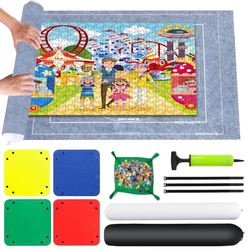 VFANDV Puzzle Matte, Puzzlematte 1000 1500 2000 Teile Puzzle Teppich Puzzle Rollmatte - Tragbare Puzzlematte Puzzle Roll Storage Mat, 80 * 120CM