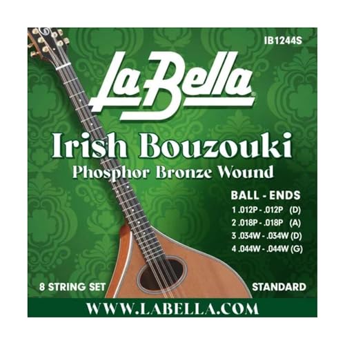 La Bella IB1244S Irish Bouzouki 8-string Phosphor Bronze, Ball End, Standard