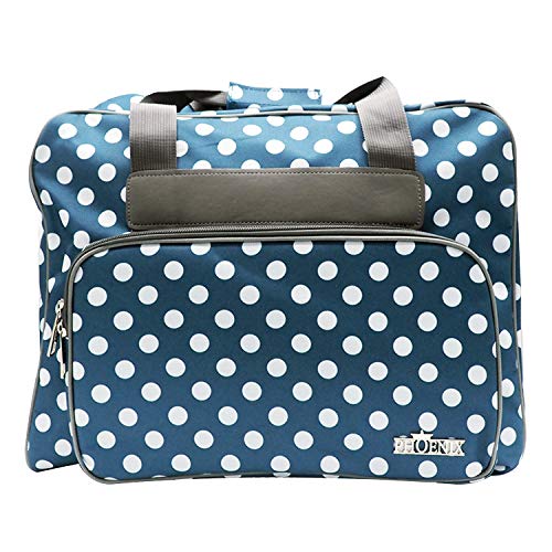 Phönix Taschen für Nähmaschinen 45x21x37cm und Overlockmaschinen 39x32x36cm (Polka Dots Blau, Nähmaschinentasche)