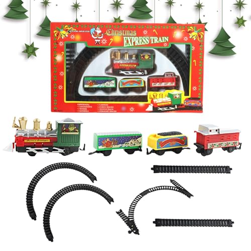 Qutalmi Weihnachtseisenbahn-Set, Kindereisenbahn-Set - Weihnachts-Kinderzüge mit Gleisen,Weihnachtsdekorationen für den Innenbereich, Weihnachtszug-Ornamente, Modelleisenbahn-Dekoration für den Innen-