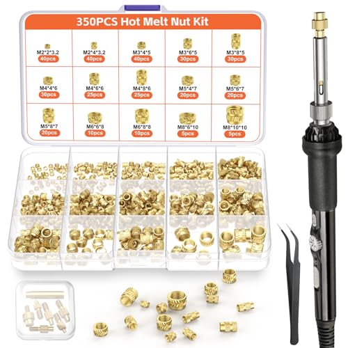 Preciva Gewindeeinsätze Lötspitzen Set, 6tlg. Lötspitzen für Gewindeeinsatz + 350tlg. Gewindeeinsätze M2/M3/M4/M5/M6/M8