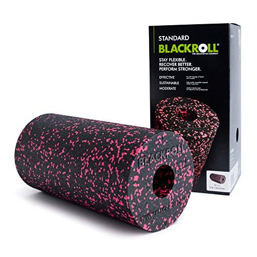 BLACKROLL® STANDARD Faszienrolle (30 x 15 cm), Fitness-Rolle zur Selbstmassage von Rücken und Beine, effektive Massagerolle für funktionales Training, mittlere Härte, Made in Germany, Schwarz/Pink