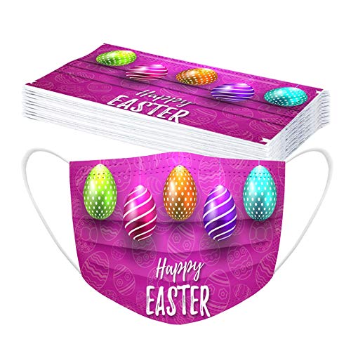 Generisch 10 Stück ?????? ??????????? Ostern Erwachsene Mundschutz Einweg mit Motiv Osterhase Bunt 3-lagig MNS Mund Nasenschutz Tücher Atmungsaktiv Bandana Halstuch Schals