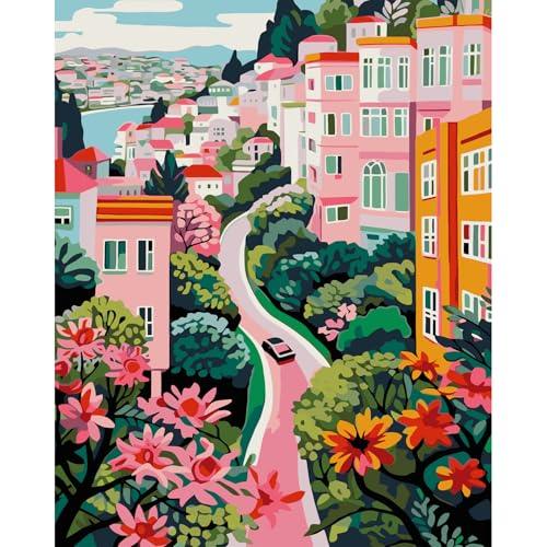 JATOK Malen Nach Zahlen Erwachsene, Paint by Numbers Malen Nach Zahlen, DIY Gemeinschaft mit Pinseln und Acrylfarben Handgemalt Ölgemälde Leinwand für Home Decor, Ohne Rahmen (40x50cm)