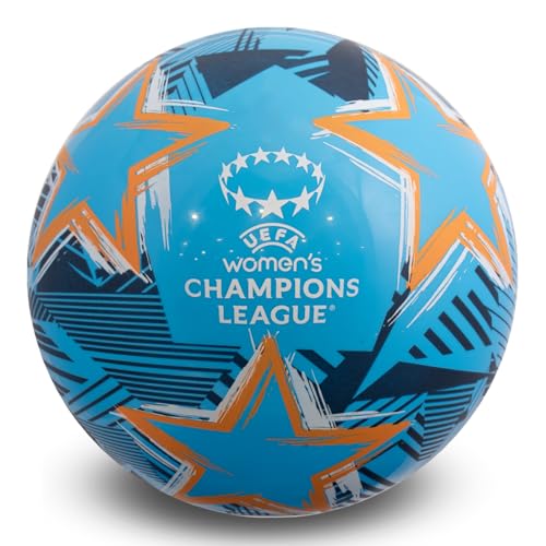 UEFA Offiziell Lizenziertes Frauen Champions League Spielball – 9 Zoll, PVC, Flyaway, Merchandise, Aufblasbar auf 9 Zoll, Sammlerstück für Kinder und Erwachsene, Tolle Fußball-Geschenkidee, Blau