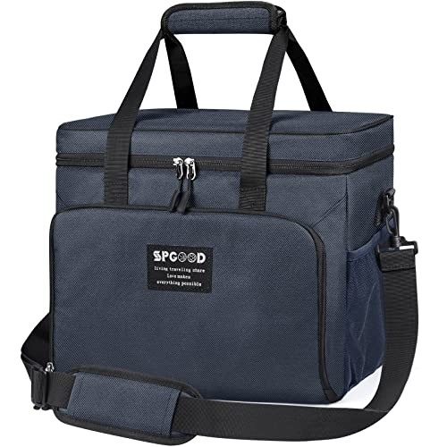 SPGOOD Kühltasche 20L/30L/40L Thermotasche Picknicktasche Groß Isoliert Faltbar Gefriertasche Warmhaltetasche Lunchtasche Tiefkühltasche Cooler Bag Einkaufstasche für Strand/Picknick/Camping(Blau 30L)