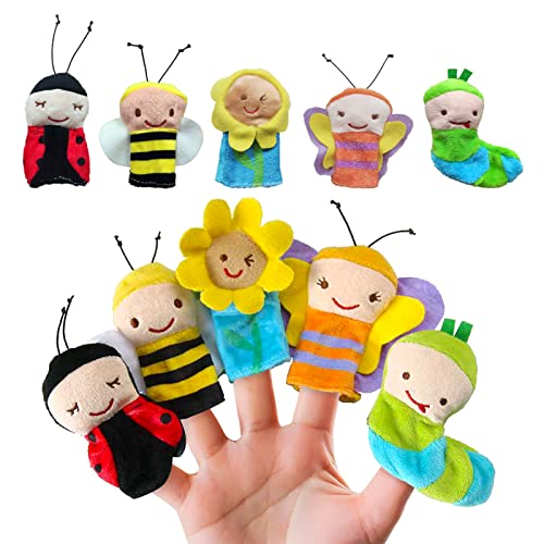 Liwein 5 Stück Fingerpuppen, Niedliche Fingertiere Baby Story Time Requisiten Spielhandschuh Klein Tier insekten Fingerpuppe Set für Geschichte Zeit Kindergeburstag Gastgeschenk Mitgebsel Fingerpuppen