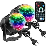 Discokugel, SEBRUANC Disco Lights LED Party Lichter Musikgesteuert Disco DJ Party licht 360° Rotierende Ball Lights 3W RGB Bühnenlichter mit Fernbedienung für Home Geburtstag KTV Weihnachten 2pc