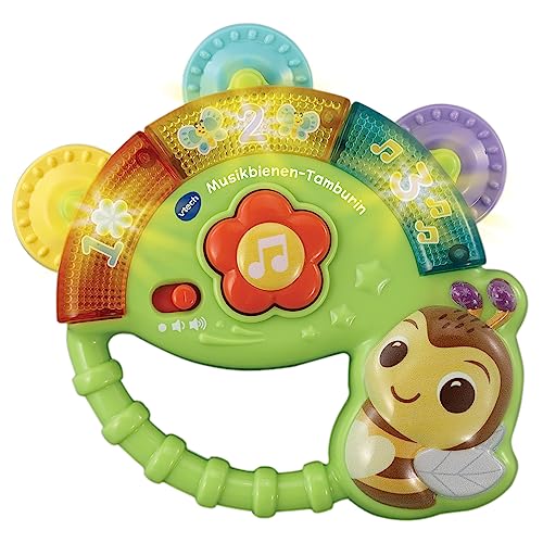 VTech Baby Musikbienen-Tamburin – Musik-Spielzeug mit Zahleninhalten, lustigen Geräuschen, Sätzen und Liedern – Für Kinder von 3-36 Monaten