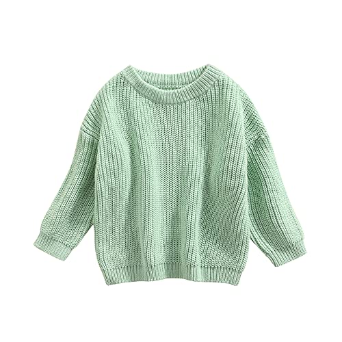 L&ieserram Baby Mädchen Jungen Gestrickt Pullover Jumper Neugeborenen Kinder Langarm Strickpullover Einfarbige Pulli Kleinkinder Kleidung Outfit Knitted Sweater 0-5 Jahre (Hellgrün, 0-3 Monate)