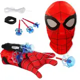 TKGEOUE Spider Launcher Handschuh Handgelenk Spielzeug Set Hero Handschuhe Spielzeug Held Launcher für Cosplay Handschuh Lustiges Lernspielzeug mit Kinder Maske Kinder Geschenk.