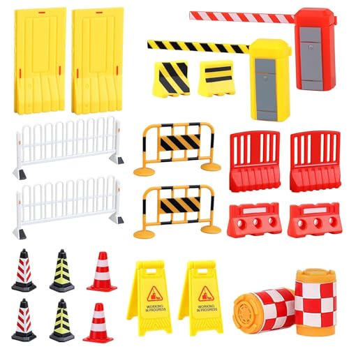 Straßenschilder Spielzeug Plastik 24 Stück Verkehr Straßenschilder Spielzeug Miniatur Verkehrsschilder Spielzeug Verkehrsschilder Spielzeug Mit Leitkegel Für Puppenhaus Zubehör Miniatur Gartengeräte