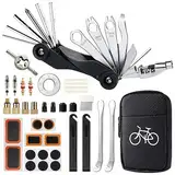 Wothfav Fahrradflickzeug Set für unterwegs, 17 in 1 Fahrradwerkzeugset abziehbar, Fahrrad Reparaturset Multitool Satteltasche für Fahrrad Zubehör Ebike Kit Mountainbike Reparatursatz