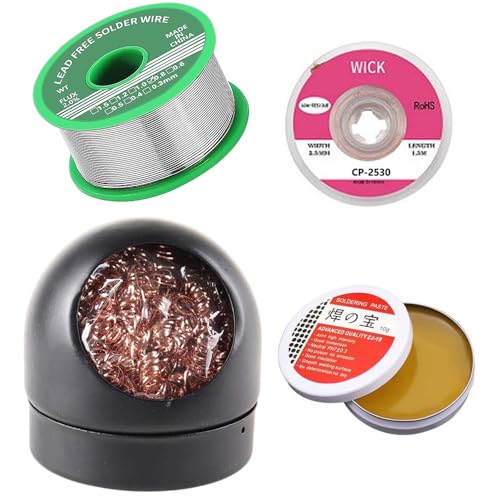 4-in-1-Lötwerkzeugset, Lötspitzenreiniger + 0,8 mm Lötdraht (20 g) + Kolophonium-Flusspaste (10 g), No-Clean-Lötkern