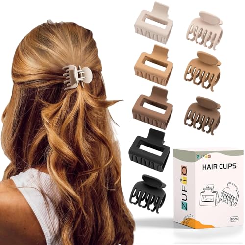 8pcs Kleine Haarspangen für Damen, 4 Stück rechteckige mit 4 Doppelreihen Haarspangen für Damen(Brown)