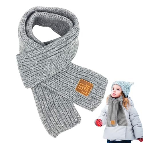 LXYYDS Gestrickter Schal Kinder, Kinder Schal, Kinder Winter Strickschal, Kinder Strickschal Wollschal, Kinderschal Winter, Baby Schal, Winter Strickschal für Mädchen und Jungen 2–10 Jahren (Gray)