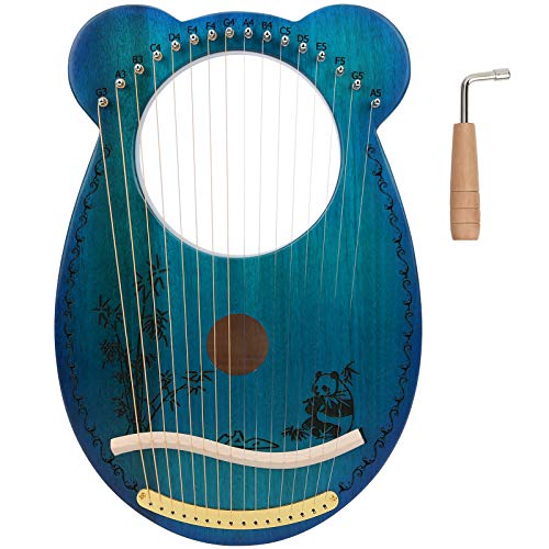 Glomora Harfe, 16 Saiten Harfe, Mahagoni mit Tuner Panda Muster Okoume Holz Musikinstrument