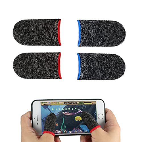 Jaimela 4 Pack Handy-Gaming Finger Sleeve, Phone Games Schweißfeste Finger-Handschuhe, Mobile Game Touchscreen Fingerhülse Atmungsaktiv Ultradünn für Jedes Spiel und Mobilgerät