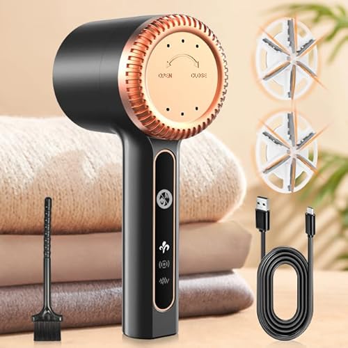 1200mAh Fusselrasierer Elektrisch Tragbarer Aufladbar Fusselentferner mit 3 Einstellbaren Leistungsstufen/6 Blatt Klingen, USB-Aufladung Stoffrasierer Fuselrasier für Verschiedene Stoffe Couch Bobbles