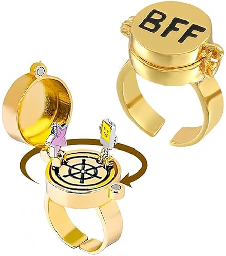 YeahBoom 2 Stück Beste Freunde für Immer Ringe,Einstellbar Offene Kappe Ring,Süßes BFF Ring,Freundschaftsring,Schmuckgeschenke für Frauen Mädchen