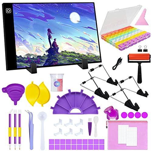 TAVADA A3 Diamond Painting LED Licht,Einstellbare Helligkeit Diamant Painting Lichtplatten,mit USB Kabel Abnehmbaren Ständer,Ideal für Diamant Malerei,Designen,Zeichnen Skizzieren