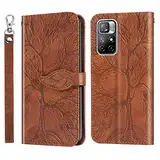 Rostsant Handyhülle für Xiaomi Redmi Note 11 4G / Redmi Note 11S Geprägter Baum PU Leder Hülle Brieftasche Tasche Hülle für Xiaomi Redmi Note 11S / Xiaomi Redmi Note 11 4G - Braun