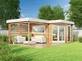 Alpholz 5-Eck Gartenhaus Pepe Optima aus Holz Gartenhaus mit 40 mm Wandstärke Holzhaus Blockbohlenhaus Flachdach