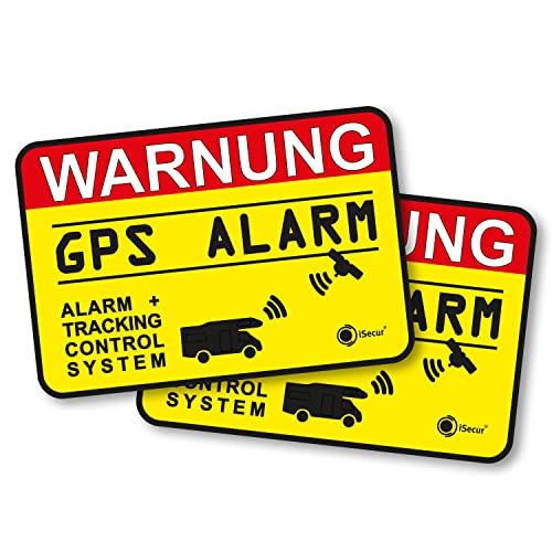 2er Set Hinweis-Aufkleber GPS Alarm Tracking System I 6 x 4 cm innenklebend I Achtung Warnung GPS alarm-gesichert Wohnmobil Wohnwagen I hin438