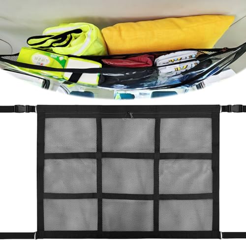 Gepäcknetz Autodach, 80x52cm Autodach Gepäcknetz Decke, Auto Netz dachhimmel, Stabil verstellbare Transport-Decke, Sichert Gepäck beim Fahren, Für die Vier Dacharmlehnen meisten Fahrzeugmodelle