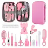 Baby-Pflegeset, Sicherheitspflege-Set für Kleinkinder mit Haarbürste, Kamm, Nagelknipser, Nasensauger, Baby-Essentials-Set für Neugeborene, Mädchen, Jungen (rosa Baby-Pflegeset)