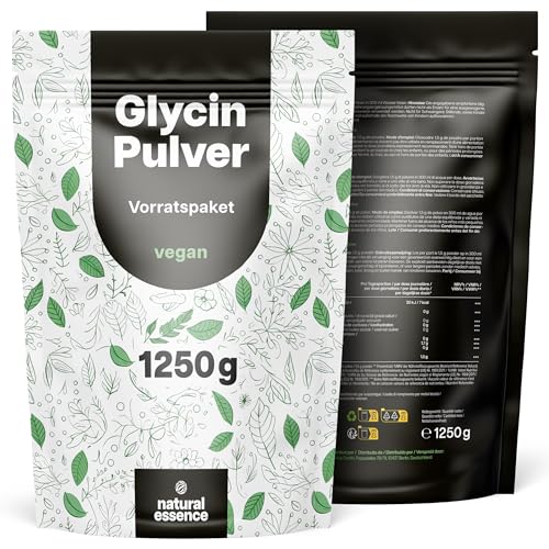 Glycin Pulver 1250g (1,25KG) - 100% reine Aminosäure - süße Amino Glycine - Ohne Zusätze, vegan und produziert in Deutschland
