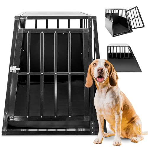MaxxPet Hundebox Auto, Hundetransportbox Auto, Hundebox Auto Kofferraum, Hundebox XXL, Hundebox Große Hunde, Hundeboxen Alu, Hundekäfig Auto, 65x91x69cm