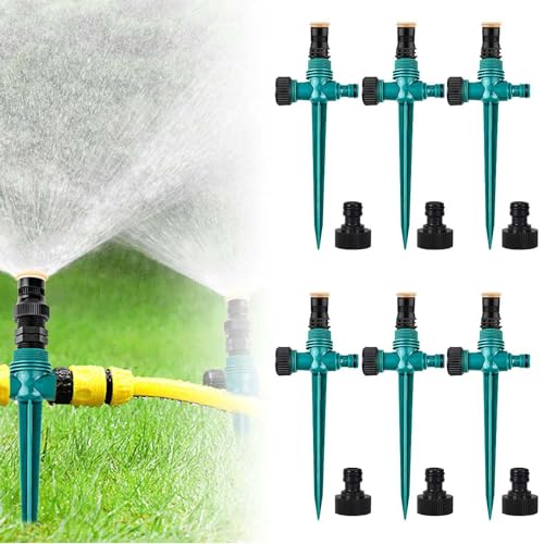 6 Stück Rasensprenger,360° Automatische Drehbarer Gartensprenger,Rasensprenger Gartensprenger,Versenkt Sprinkler Rasensprenger,Automatische Bewässerung Gartensprenger,Multifunktion Garten Sprinkler