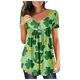 SCBFDI Damen Tshirt Elegant St Patricks Day Kostüm St. Patricks Day T-Shirt Unterhemden Damen Damen Tshirt Lang Damen T-Shirt Shirt Damen Kurzarm St.Patrick's Day Damen Tshirt St.Patrick's Multi 5XL