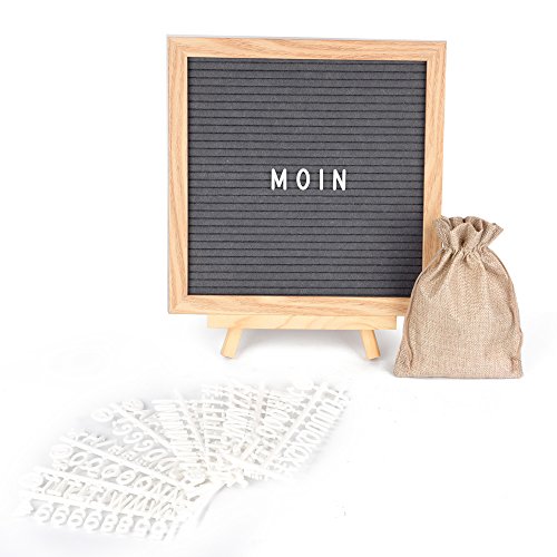 ewtshop® Letter Board aus Holz und Filz - Buchstaben Tafel Buchstabenbrett Rillentafel Stecktafel mit 170 weißen Buchstaben und Zahlen - Retro Design