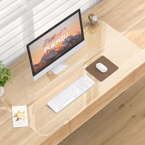 PUEAZU Schreibtischmatte Klare, 60x40x0,15cm Transparent Schreibtischauflage Durchsichtige PVC Schreibtischunterlage Rutschfest Wasserdichte Tischunterlage Kinder Tisch-Schutz für Büro Zuhause