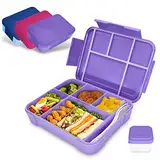 IJIAMY Brotdose Kinder mit Fächern, 1300ml Jausenbox Kinder, Auslaufsicher Bento Box, Lunchbox Kinder, Vesperdose für Kindergarten & Schule (Lila)